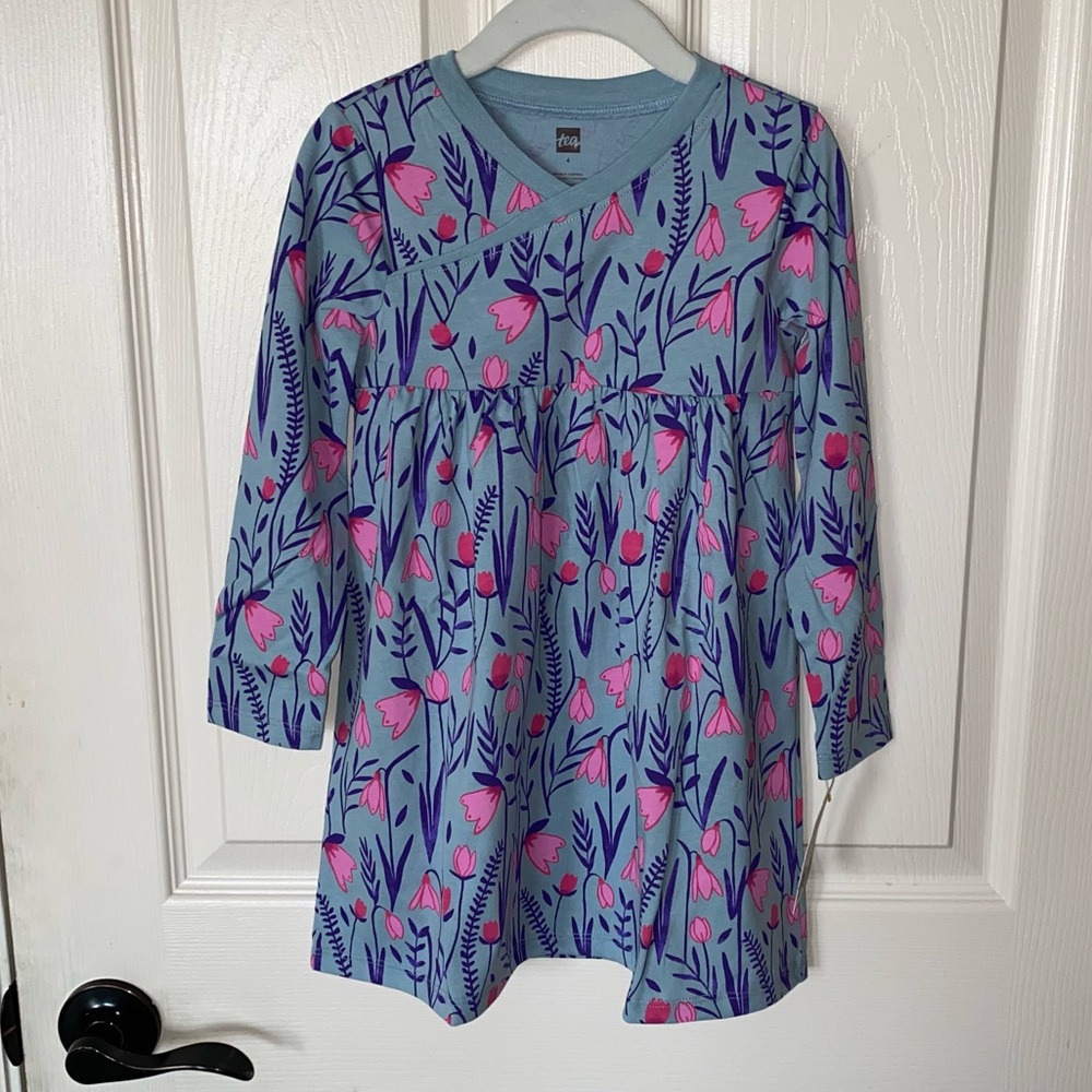 Tea Collection Floral Wrap Neck Dress -NEW!